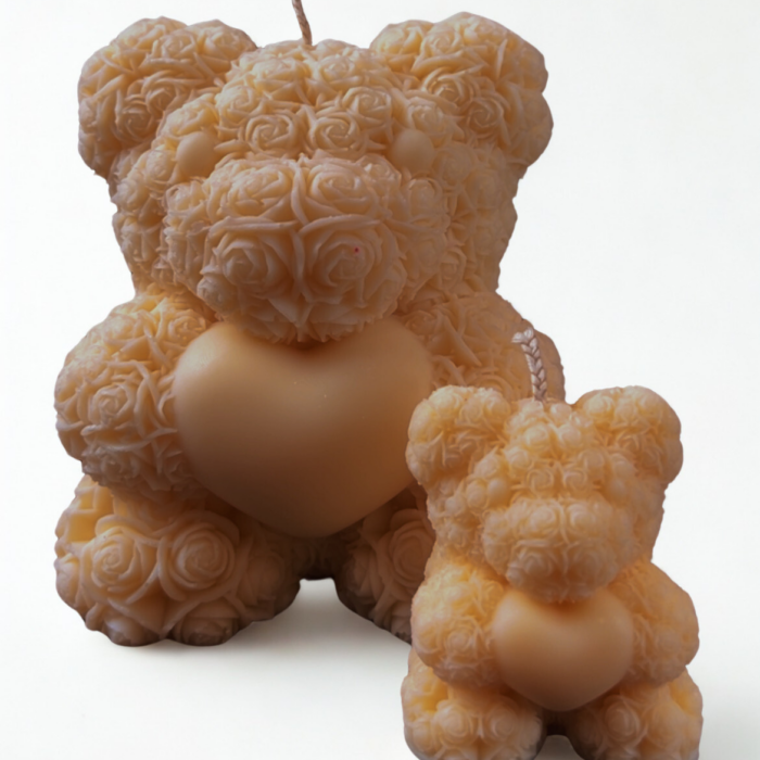 White Rose Bear Candle