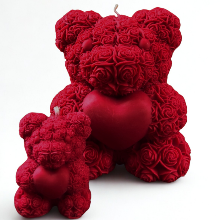 Red Rose Bear Candle